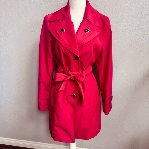 Calvin Klein Jackets & Blazers - Calvin Klein Red Trench Coat with Belt